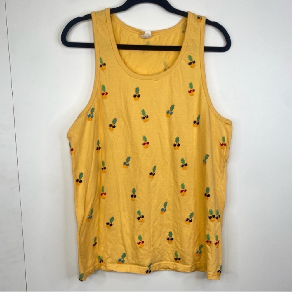 "Festival" Mens Large Pineapple Yellow Tanktop